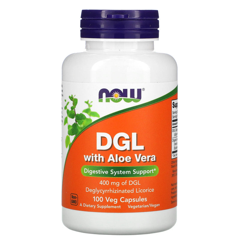 DGL with Aloe Vera 400 mg, 100 Veg Capsules by NOW