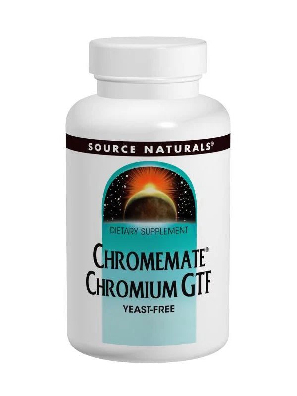 ChromeMate Chromium GTF 200mcg Yeast Free, 120 Tablets by Source Naturals