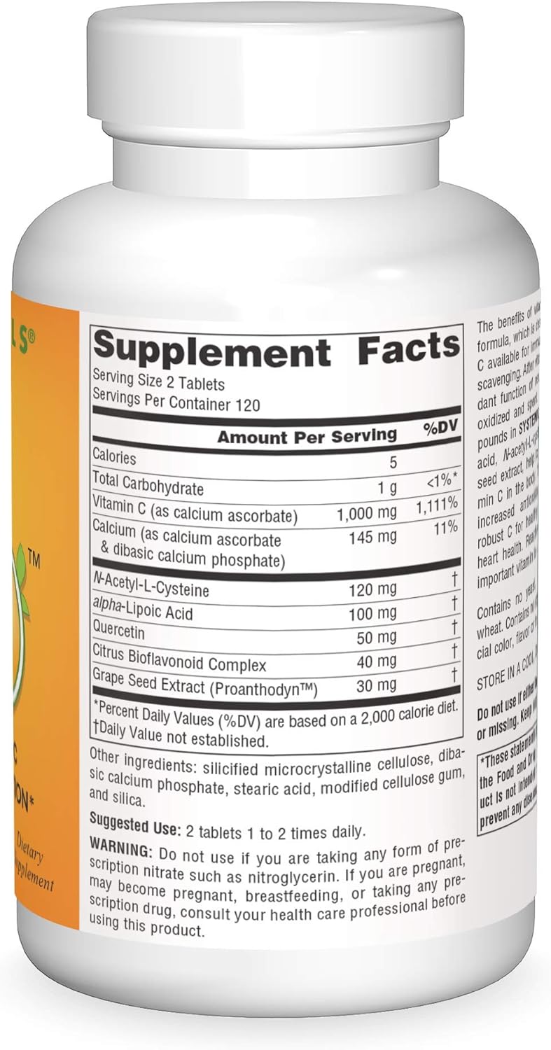 Systemic Tablets Systemic C, 500mg - 240 Tablets by Source Naturals