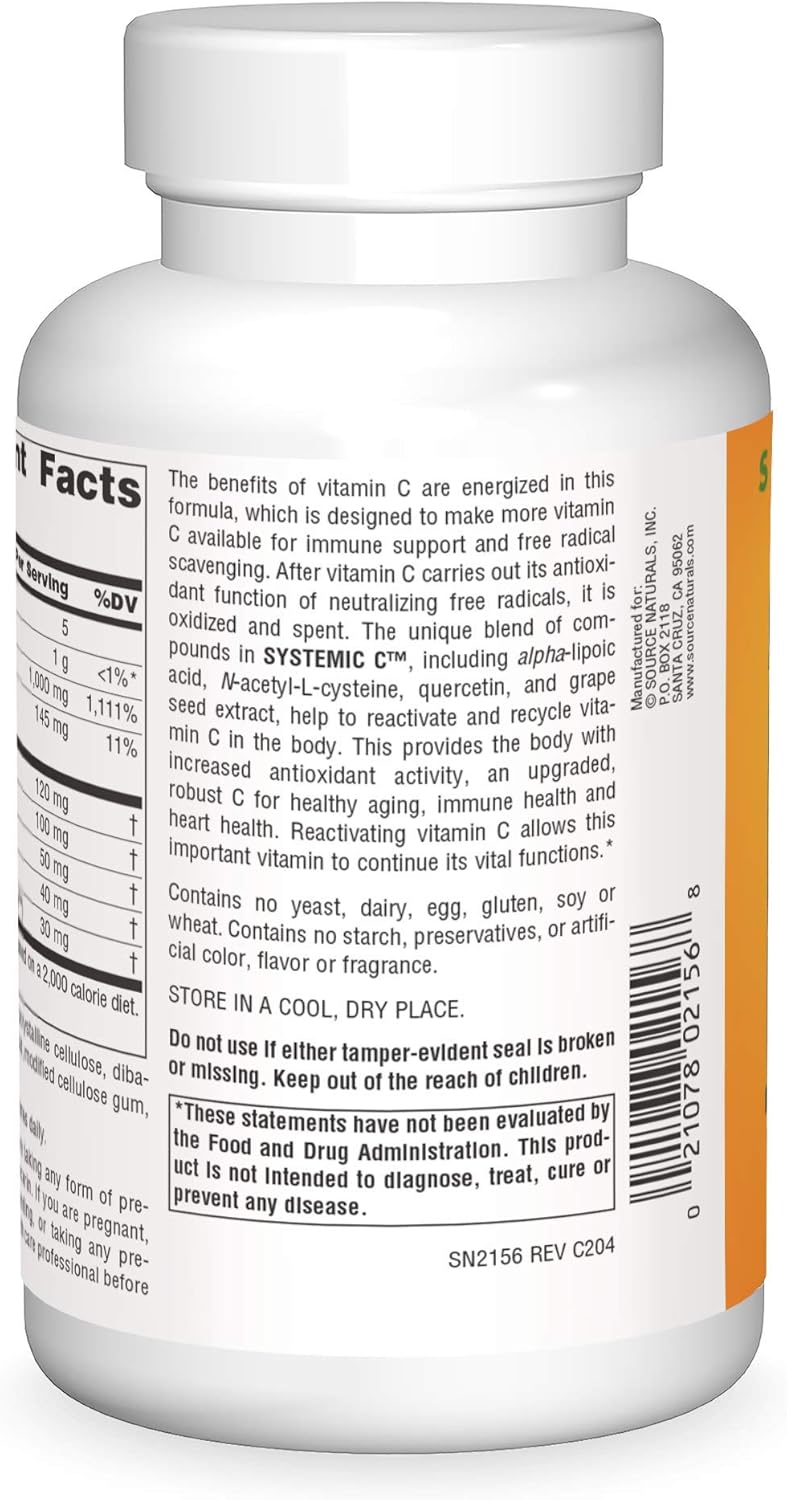 Systemic Tablets Systemic C, 500mg - 240 Tablets by Source Naturals