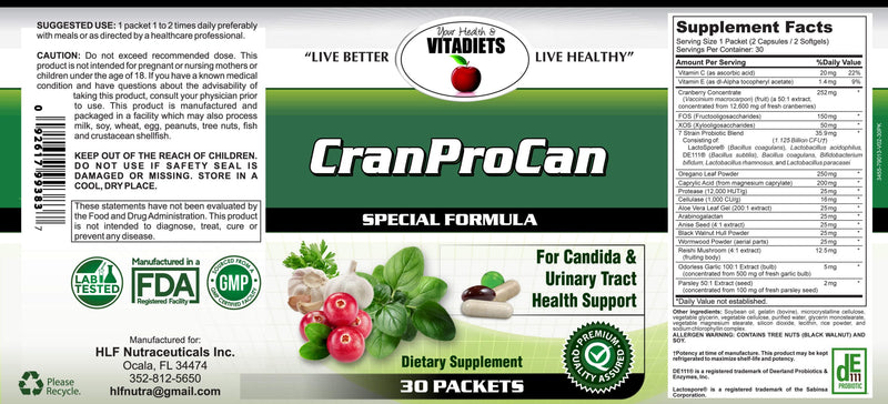 CranProCan 30 Packets by Your Health & Vitadiets