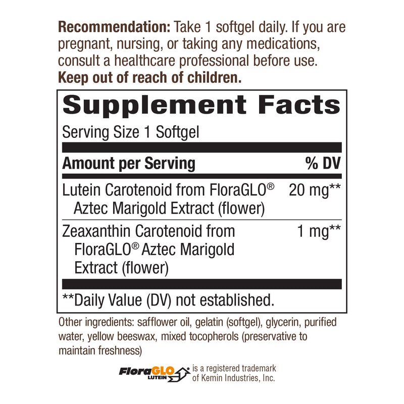 Lutein 20 mg 60 Softgels by Nature&