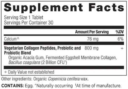 Vegetarian Collagen Peptides 800 mg, 30 Tablets, by Ancient Nutrition