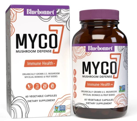 Myco-7™ Mushroom Defense 1500 mg 60 Vegetable Capsules, by Bluebonnet