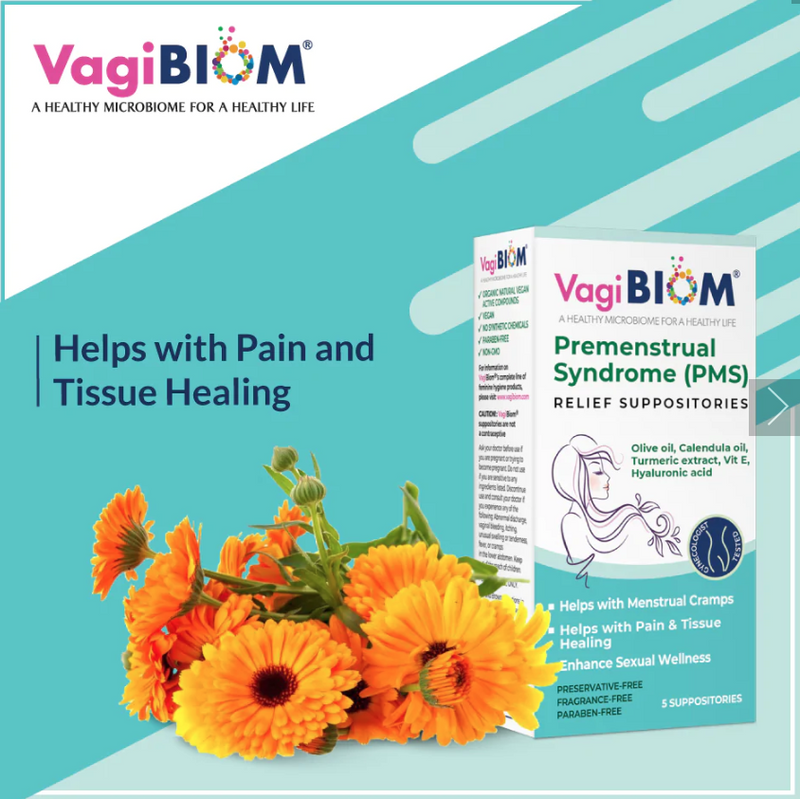 Pre-Menstrual Syndrome (PMS) Relief Suppositories - 5 Suppositories, by Biom Probiotics