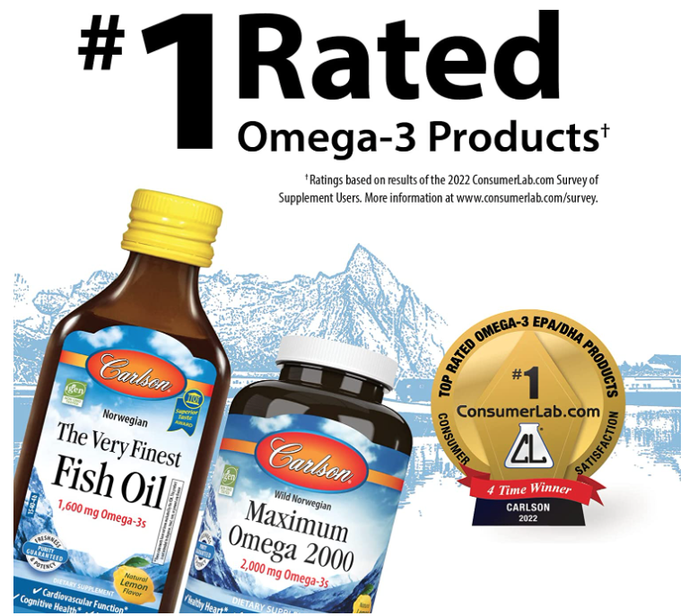 The Very Finest Fish Oil, Lemon, 1600 mg Omega-3s, 6.7 fl oz (200 mL), by Carlson