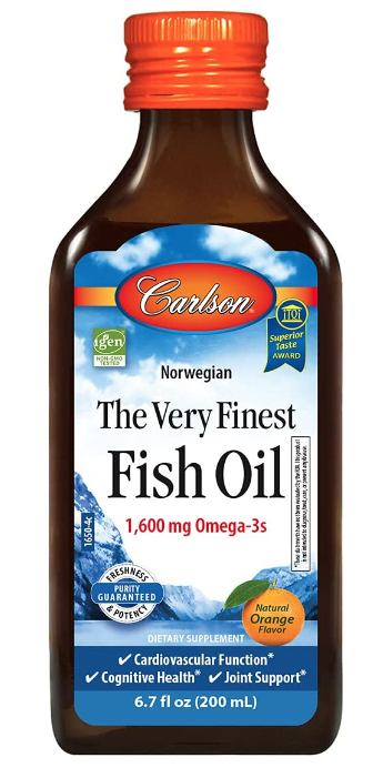 The Very Finest Fish Oil, Orange, 1600 mg Omega-3s, 6.7 fl oz (200 mL), by Carlson