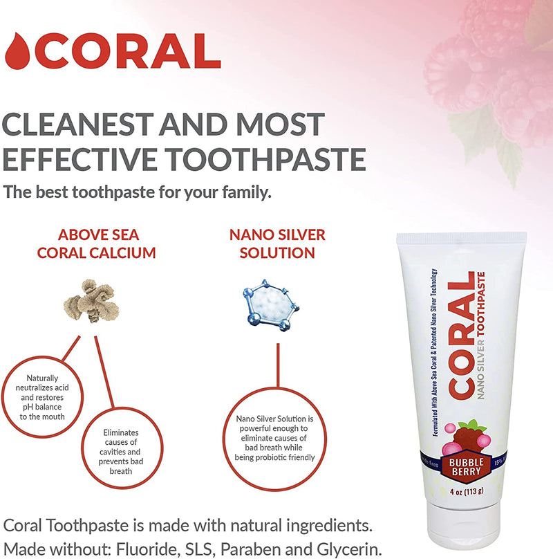 Coral Nano Silver Bubble Berry Toothpaste - 4oz