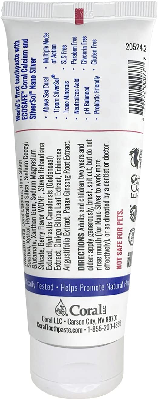 Coral Nano Silver Bubble Berry Toothpaste - 4oz