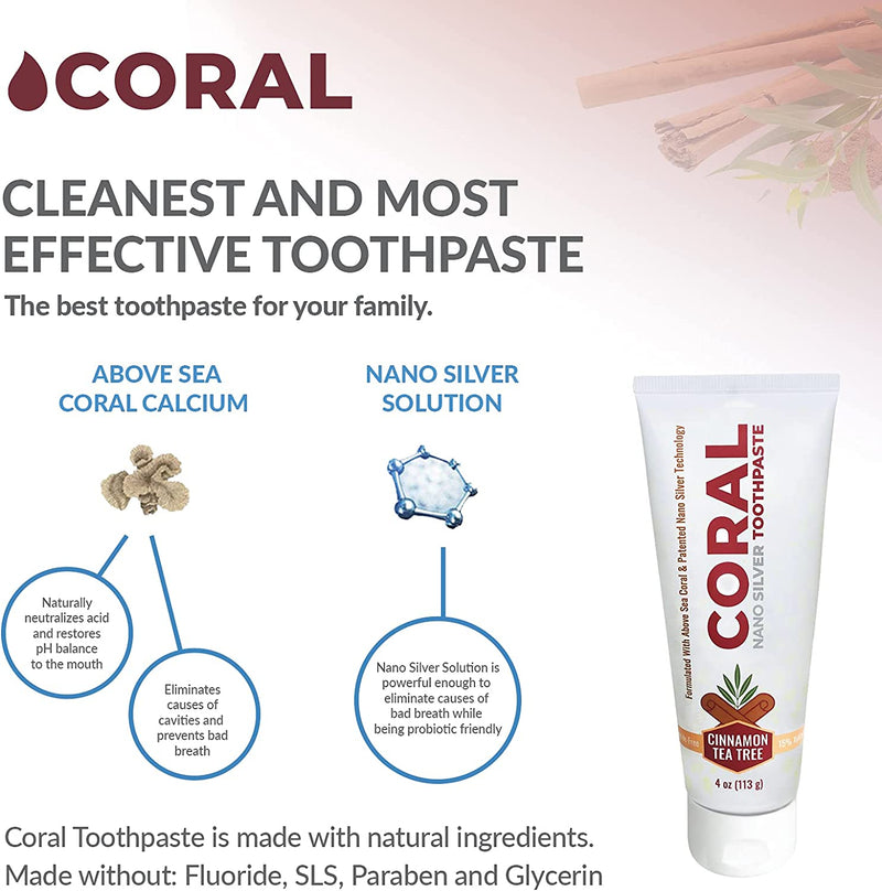 Coral Nano Silver Toothpaste Cinnamon Tea Tree (4oz)