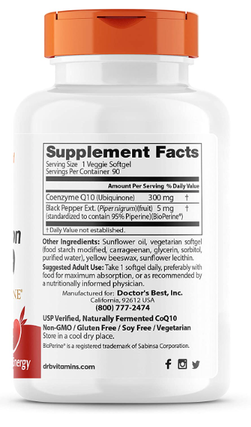 CoQ10 with BioPerine, 300 mg, 90 Veggie Softgels, by Doctor&