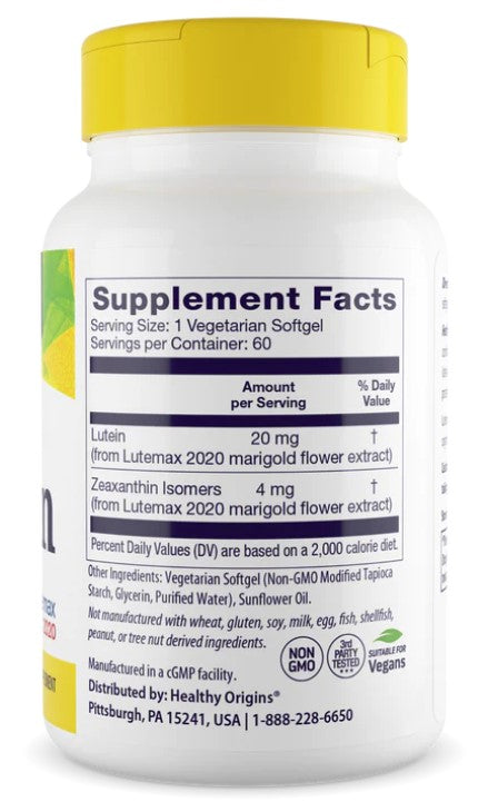 Natural Lutein 20 mg 60 Veggie Softgels