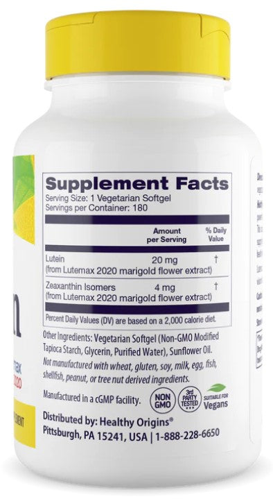 Natural Lutein 20 mg 180 Veggie Softgels