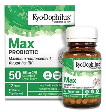 Kyo-Dophilus Max Probiotics 50 Billion CFU, 30 Vegetarian Capsules, by Kyolic