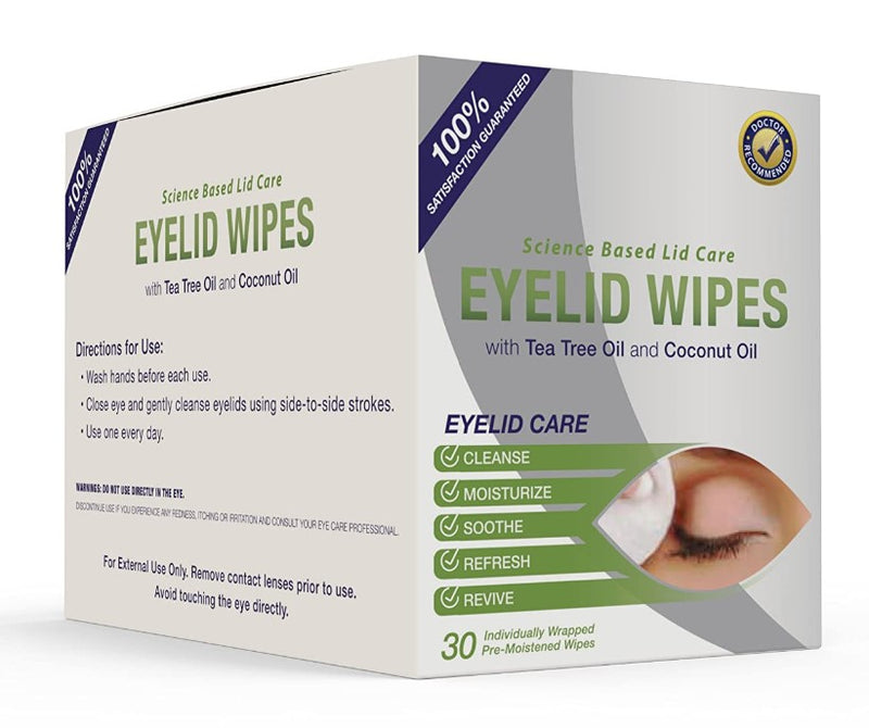 Blephadex Eyelid Wipes - 30 Cleansing Wipes with Tea Tree & Coconut Oil, by Lunovus