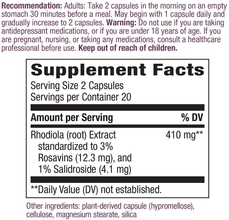 Rhodiola Energy 40 Vegan Capsules