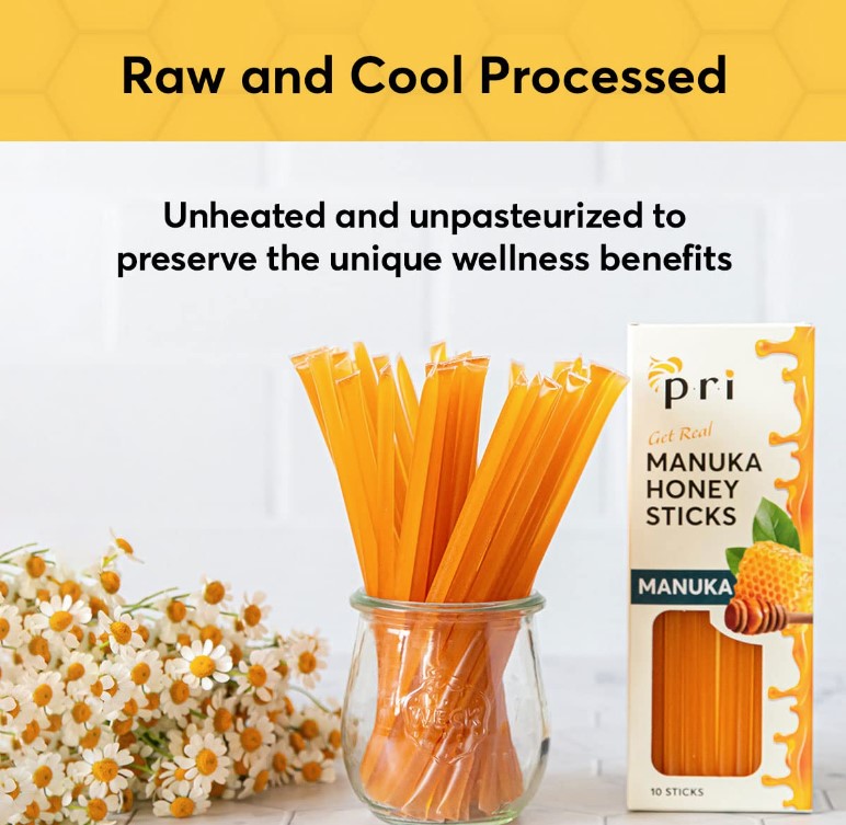 Raw New Zealand Manuka Honey Sticks 10 count, by P.R.I