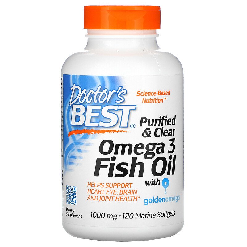 Purified & Clear Omega-3Fish oil 1000mg 120 Marine softgels