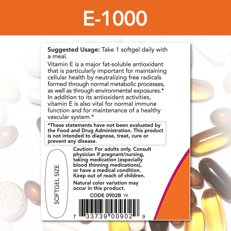 Natural E-1000 with Mixed Tocopherols 100 Softgels