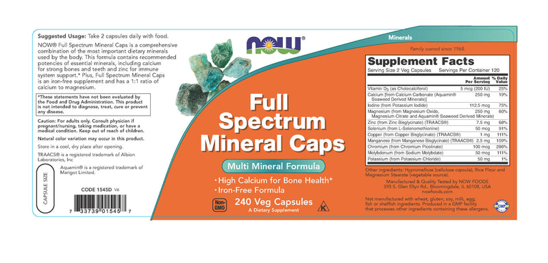 Full Spectrum Mineral Caps 240 Capsules | By Now Foods - Best Price