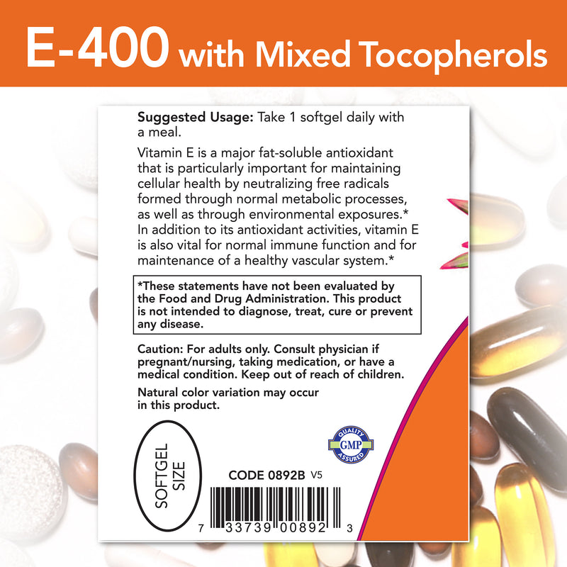 Natural E-400 with Mixed Tocopherols 100 Softgels