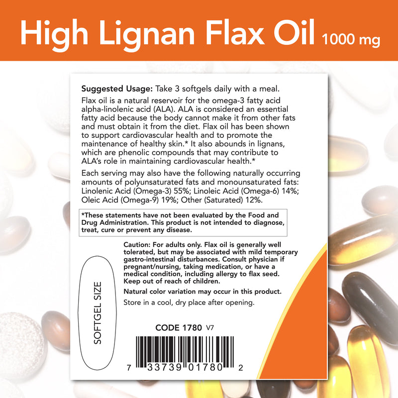 High Lignan Flax Oil 1000 mg 120 Softgels