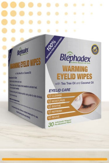 Blephadex Warming Eyelid Wipes - 30 Cleansing Wipes with Tea Tree & Coconut Oil, by Lunovus