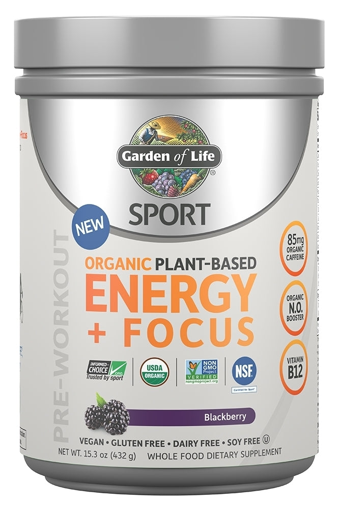 SPORT Organic Plant-Based Pre-Workout Energy + Focus Blackberry 15.3 oz ...
