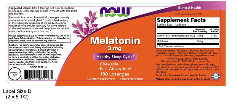 Melatonin 3 mg 180 Lozenges