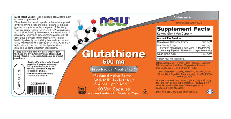 Glutathione 500 mg 60 Veg Capsules