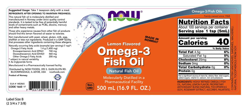 Omega-3 Fish Oil Lemon Flavored 500 ml (16.9 fl oz)