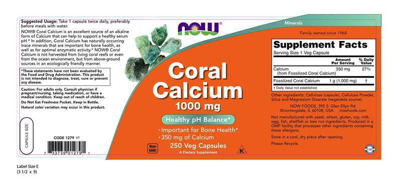 Coral Calcium 1,000 mg 250 Veg Capsules