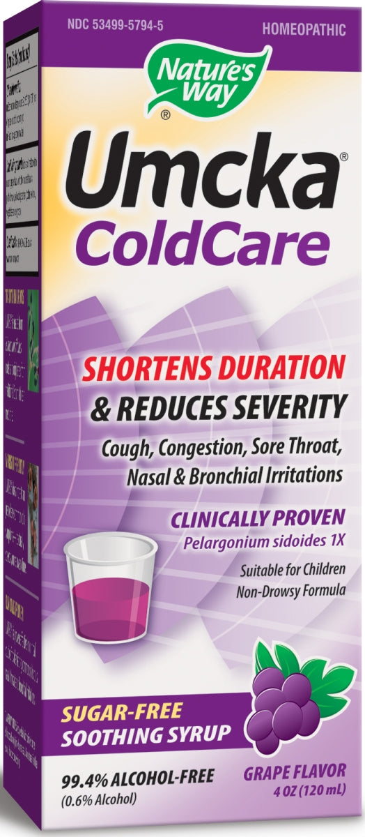 Umcka ColdCare Sugar-Free Syrup Grape Flavor 4 fl oz (120 ml)