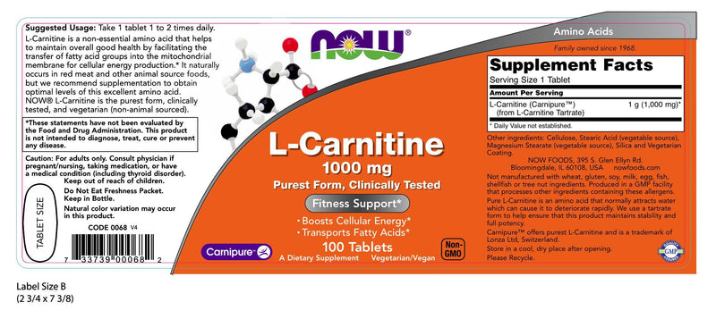 L-Carnitine 1000 mg 100 Tablets