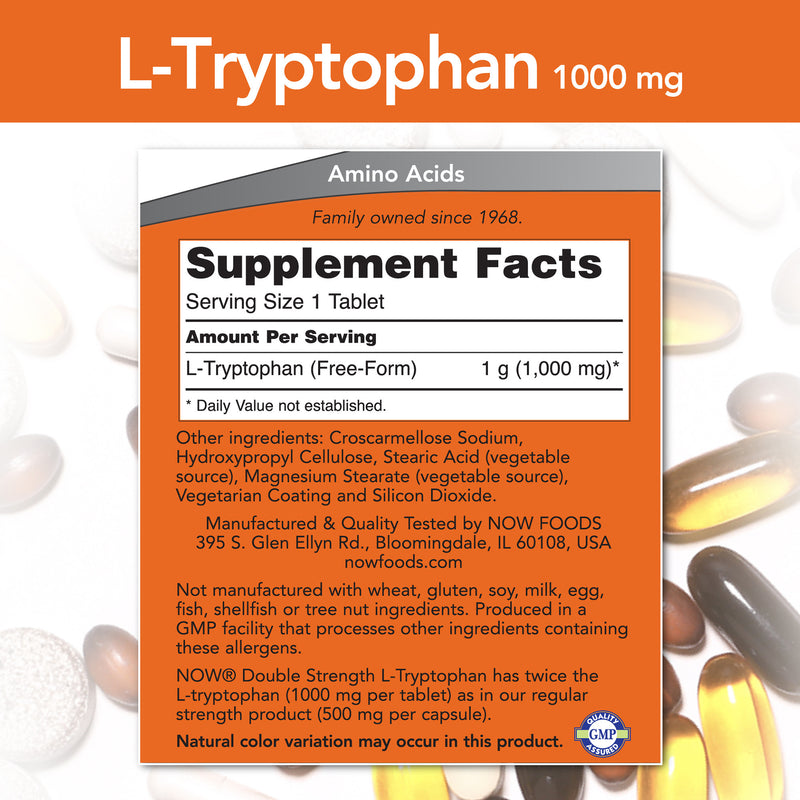 L-Tryptophan 1000 mg 60 Tablets | By Now Foods - Best Price