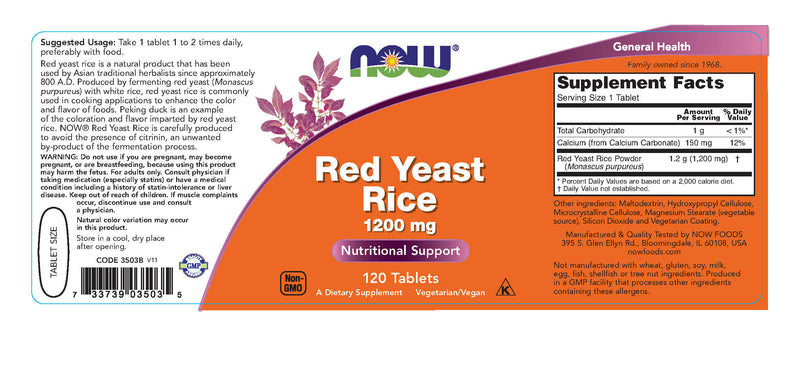 Red Yeast Rice 1200 mg 120 Tablets